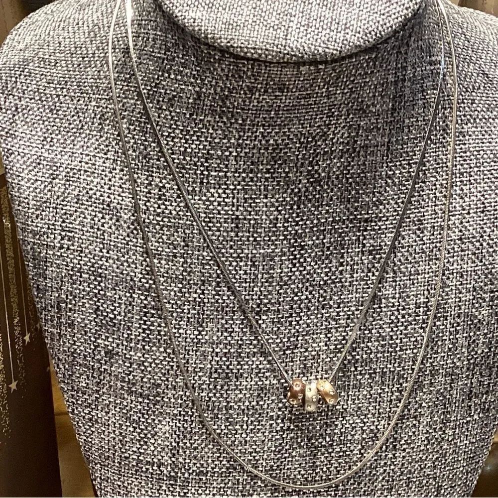 Two Narrow Snake Chains in Silvertone